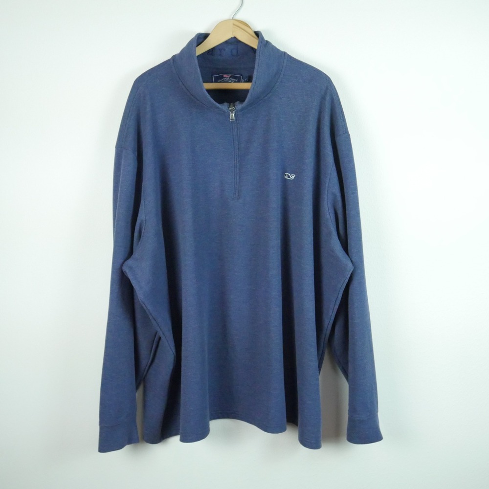Vineyard Vines Mens 5XB Saltwater Quarter Zip Pullover Whale Logo Preppy Sweater